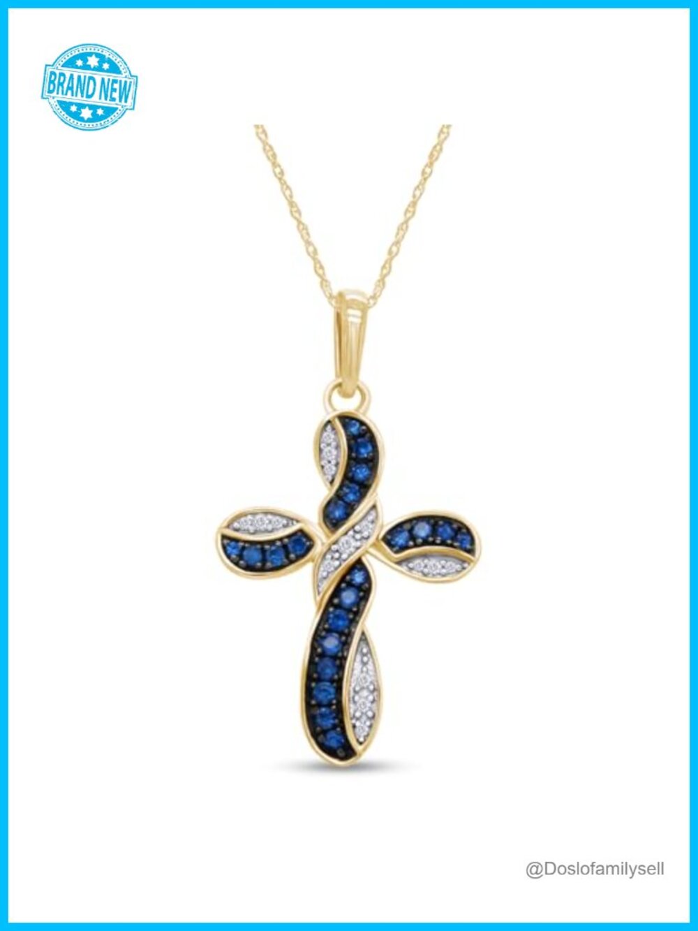 Twisted Cross Pendant Necklace 14k Yellow Gold over Sterling Silver